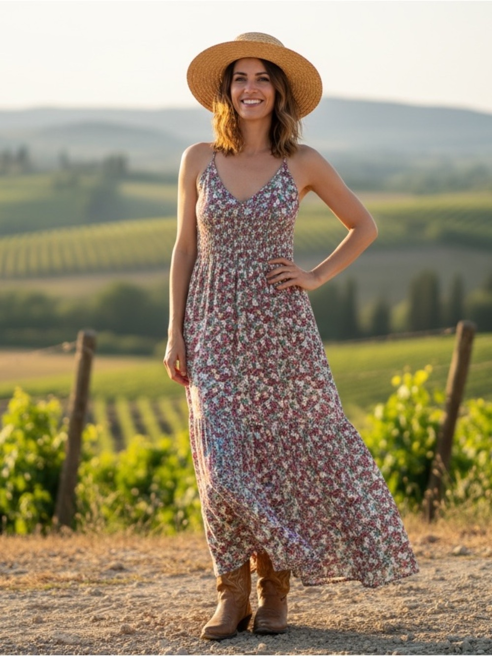 Steve Madden Floral Maxi Slip Dress in Burgundy and Green